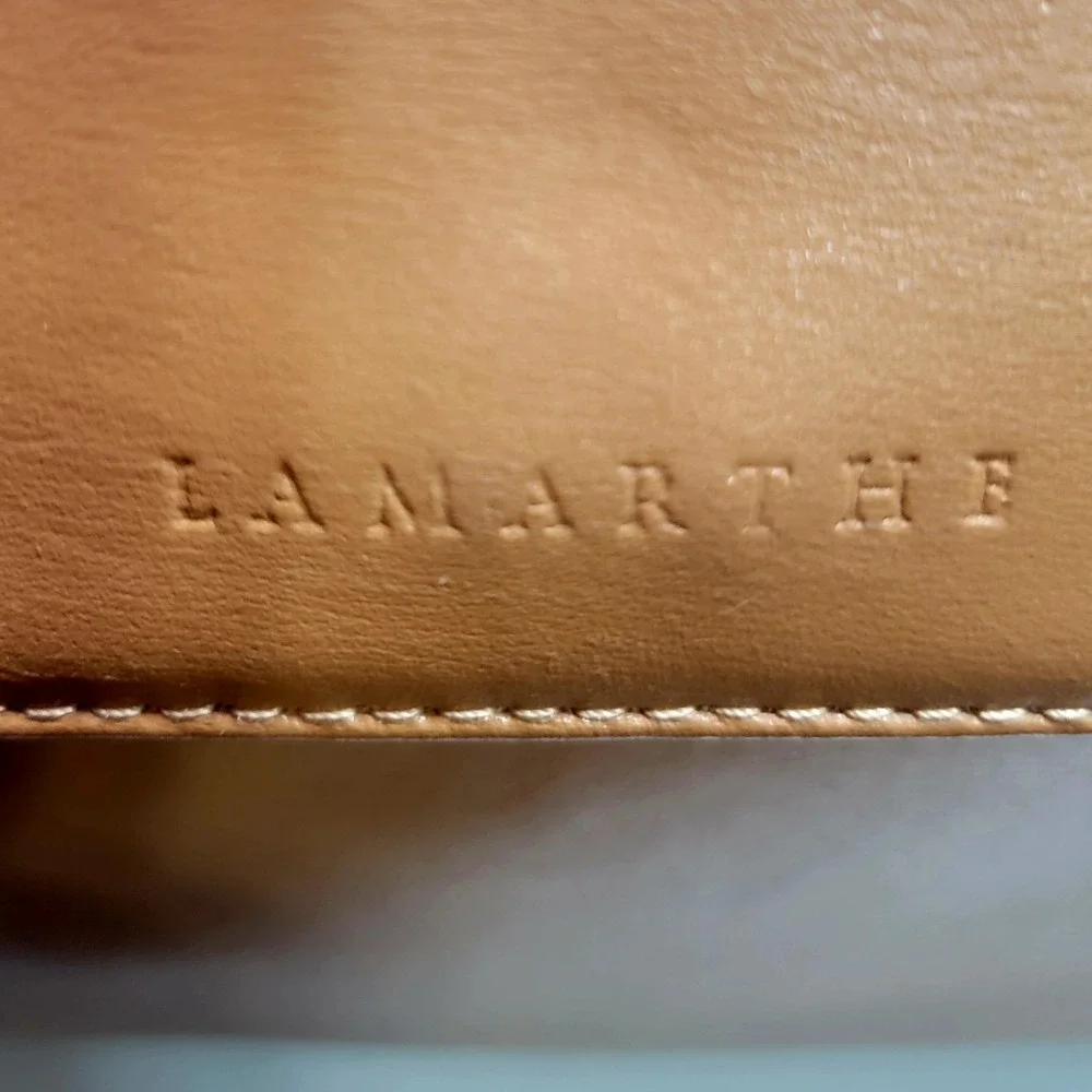 Lamarthe Paris Tan Leather Satchel Handbag Top Handle Bag - Picture 11 of 16